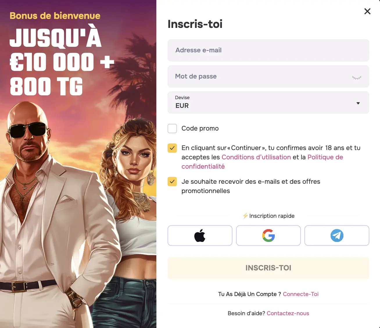 Inscription au GtBet Casino